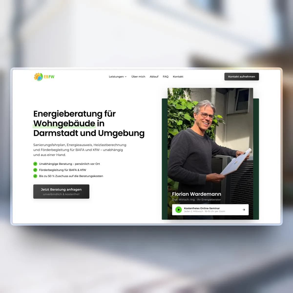 Website von EBFW Energieberatung auf Laptop und Smartphone