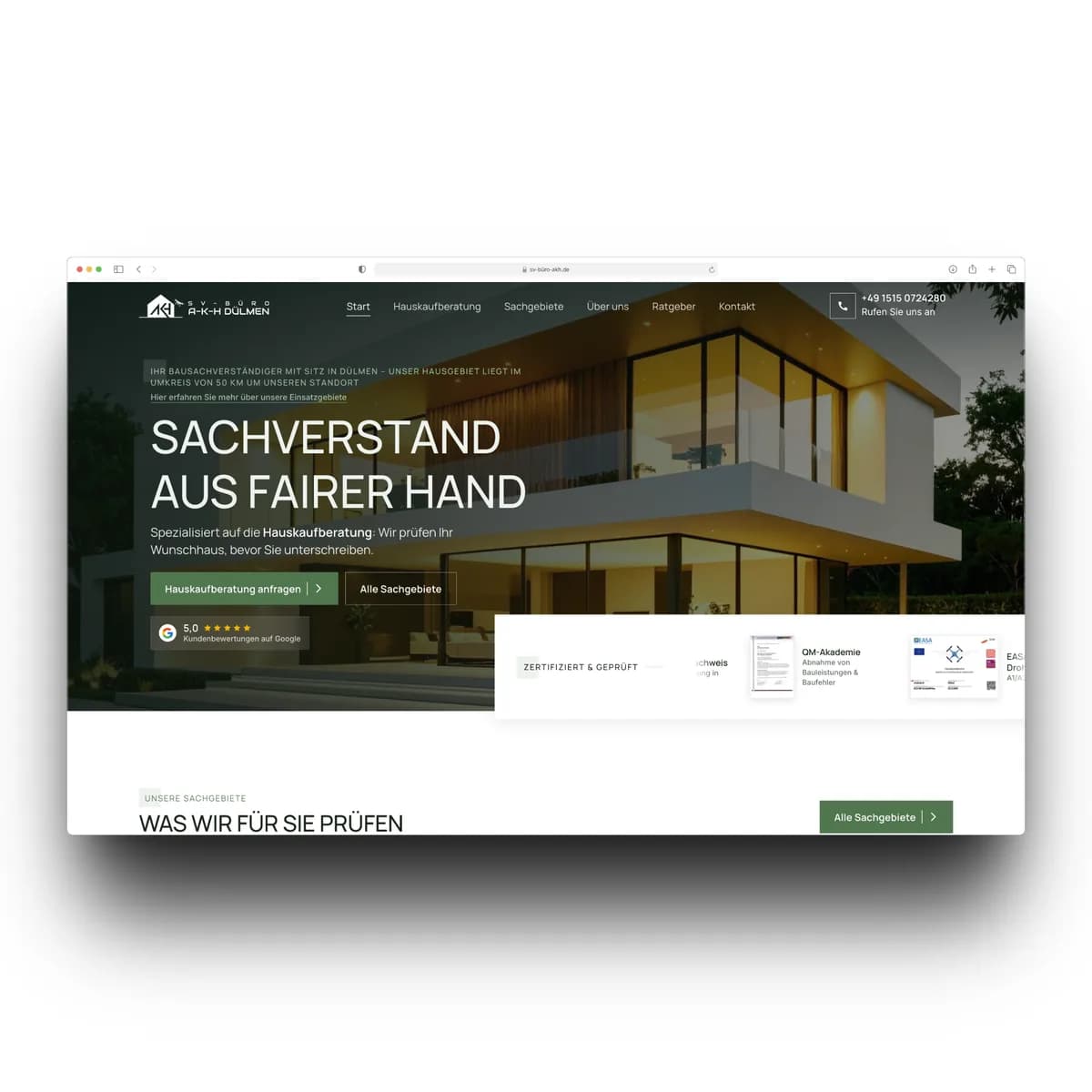 Website von SV-Büro A-K-H auf Laptop und Smartphone